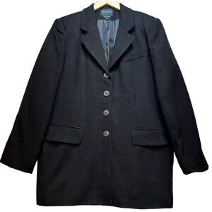 Bridgetown Collection Womens Wool 4 Button Blazer Jacket Long Sleeve Sz 12 Black